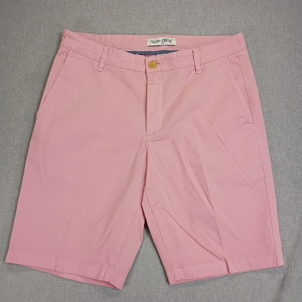 J.S.A. Bank Mens Size 33 Pink Shorts 1905 Flat Front Stretch Chino Preppy Casual